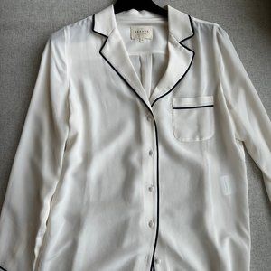 Sezane Elisa white silk shirt pajama style - brand new without tag